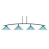 Siena 4-Light Matte Black Billiard Light With 16 In. Teal Crystal Glass Shades, No Bulbs Included -Lamp Parts matte black pool table lights 3r734mb715 64 1000