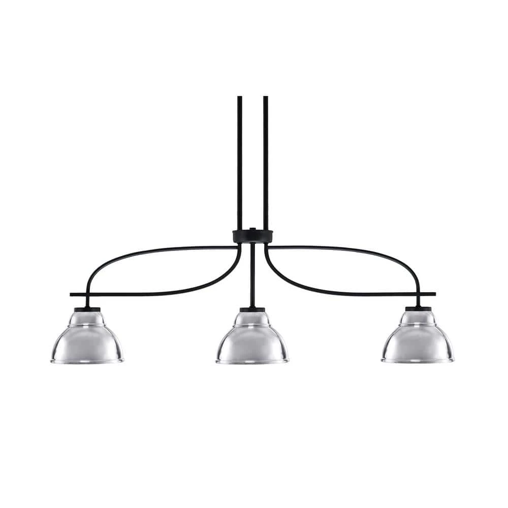 Olympia 3-Light Matte Black Billiard Light With 5 In. Matte Black Metal Shades, No Blulbs Included 3 Olympia 3-Light Matte Black Billiard Light With 5 In. Matte Black Metal Shades, No Blulbs Included