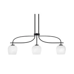 Olympia 3-Light Matte Black Billiard Light With 6 In. Clear Bubble Glass Shades, No Blulbs Included