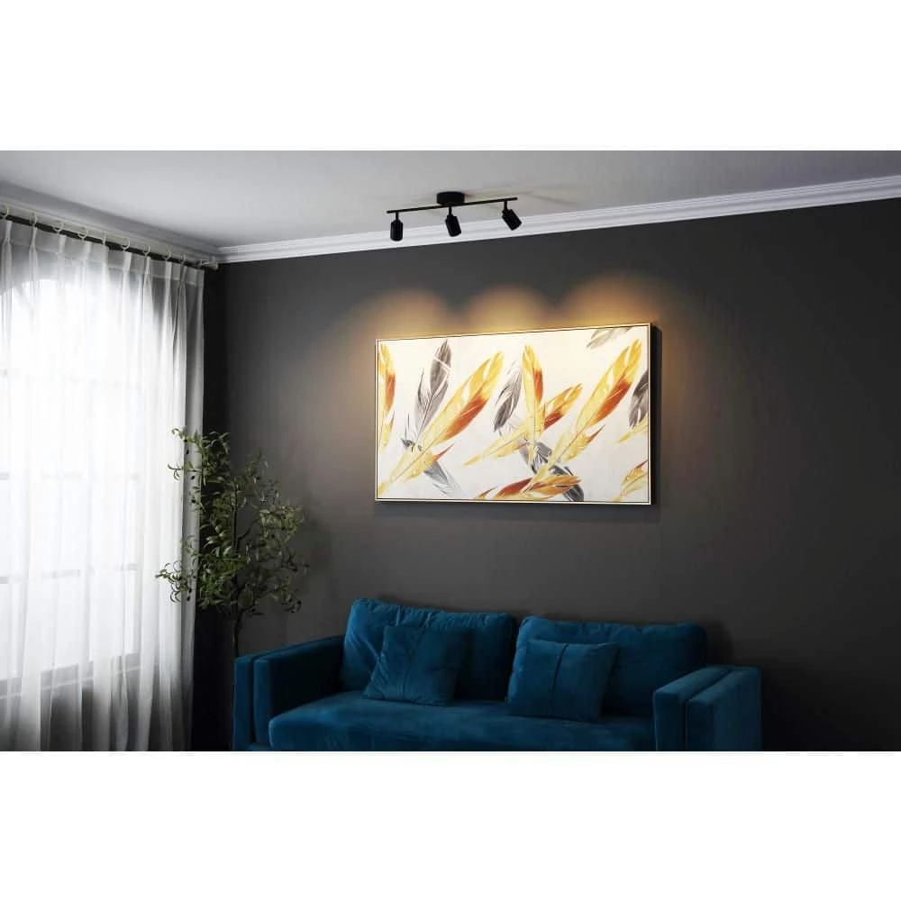 Shura 3-Light Black Integrated LED Track Light With Rotatable Heads, 2 Ft. Fixed Track Lighting Kit, 3000k, 1470 Lumens 4 Shura 3-Light Black Integrated LED Track Light With Rotatable Heads, 2 Ft. Fixed Track Lighting Kit, 3000k, 1470 Lumens - Image 2