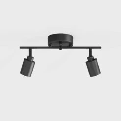 Shura 2-Light Black Integrated LED Track Light With Rotatable Heads, 1 Ft. Fixed Track Lighting Kit, 3000k, 1470 Lumens -Lamp Parts matte black vidalite track lighting kits ce1008568 44 1000