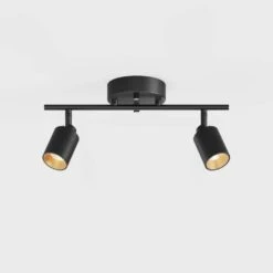 Shura 2-Light Black Integrated LED Track Light With Rotatable Heads, 1 Ft. Fixed Track Lighting Kit, 3000k, 1470 Lumens -Lamp Parts matte black vidalite track lighting kits ce1008568 76 1000