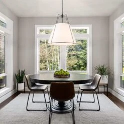 Haven 4-Light 23.6 In.W Matte Black Modern Farmhouse Drum Pendant Light With Fabric For Kitchen 26 Haven 4-Light 23.6 In.W Matte Black Modern Farmhouse Drum Pendant Light With Fabric For Kitchen -Lamp Parts matte black white fabric huoku pendant lights pd1074471 31 1000