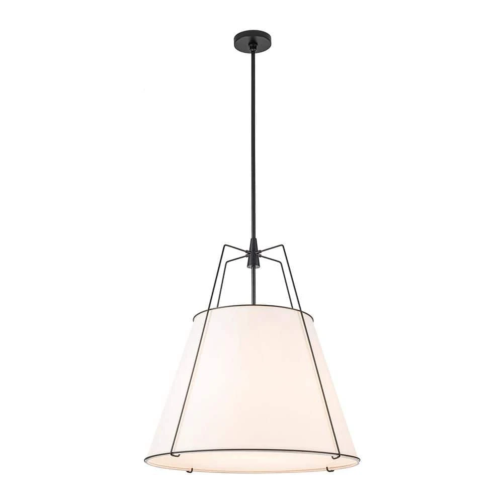Haven 4-Light 23.6 In.W Matte Black Modern Farmhouse Drum Pendant Light With Fabric For Kitchen 5 Haven 4-Light 23.6 In.W Matte Black Modern Farmhouse Drum Pendant Light With Fabric For Kitchen - Image 3