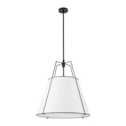 Haven 4-Light 23.6 In.W Matte Black Modern Farmhouse Drum Pendant Light With Fabric For Kitchen 20 Haven 4-Light 23.6 In.W Matte Black Modern Farmhouse Drum Pendant Light With Fabric For Kitchen -Lamp Parts matte black white fabric huoku pendant lights pd1074471 c3 1000