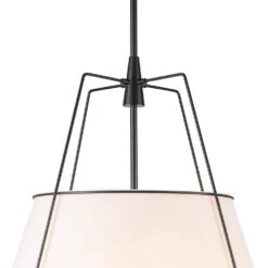 Haven 4-Light 23.6 In.W Matte Black Modern Farmhouse Drum Pendant Light With Fabric For Kitchen 24 Haven 4-Light 23.6 In.W Matte Black Modern Farmhouse Drum Pendant Light With Fabric For Kitchen -Lamp Parts matte black white fabric huoku pendant lights pd1074471 fa 1000