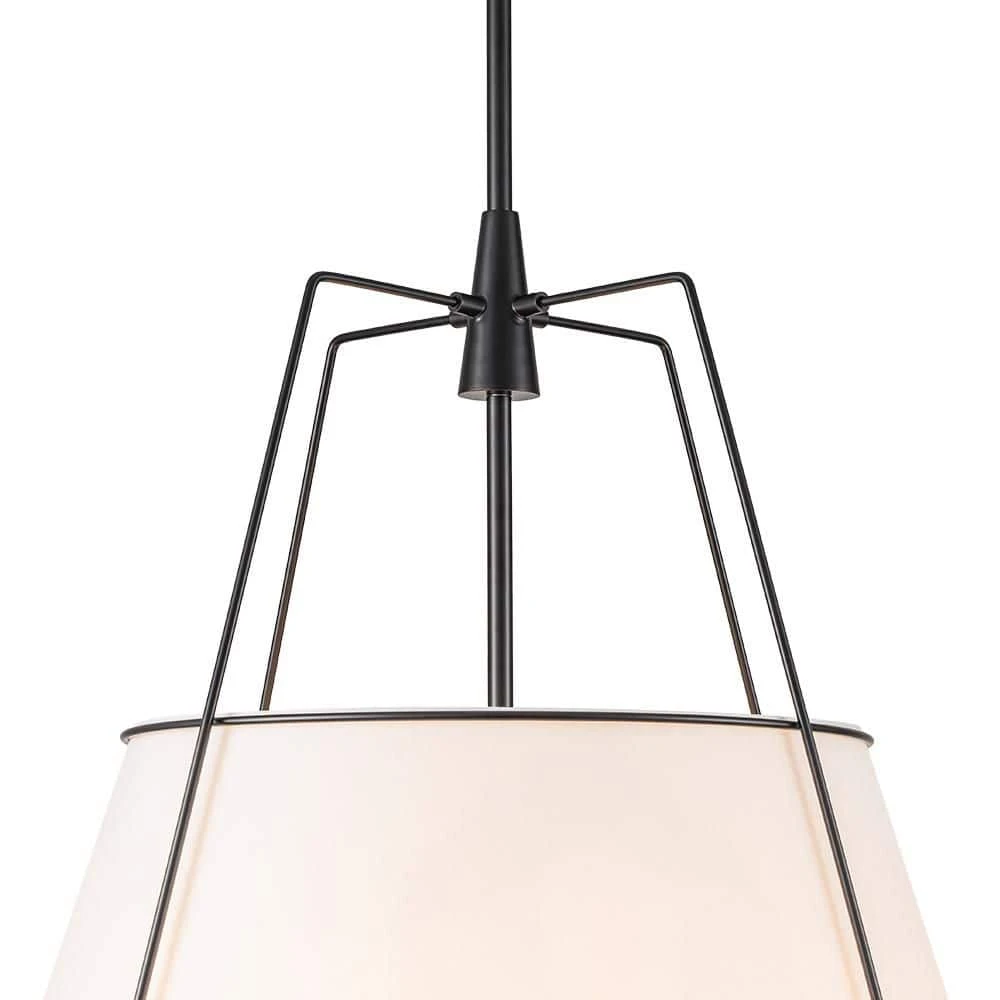 Haven 4-Light 23.6 In.W Matte Black Modern Farmhouse Drum Pendant Light With Fabric For Kitchen 12 Haven 4-Light 23.6 In.W Matte Black Modern Farmhouse Drum Pendant Light With Fabric For Kitchen - Image 10
