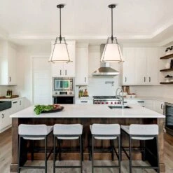 Haven 4-Light 15 In.W Matte Black Modern Farmhouse Drum Pendant Light With Fabric For Kitchen 28 Haven 4-Light 15 In.W Matte Black Modern Farmhouse Drum Pendant Light With Fabric For Kitchen -Lamp Parts matte black white fabric huoku pendant lights pd1074481 31 1000