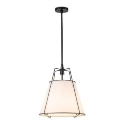 Haven 4-Light 15 In.W Matte Black Modern Farmhouse Drum Pendant Light With Fabric For Kitchen 18 Haven 4-Light 15 In.W Matte Black Modern Farmhouse Drum Pendant Light With Fabric For Kitchen -Lamp Parts matte black white fabric huoku pendant lights pd1074481 40 1000