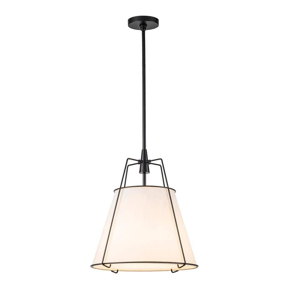 Haven 4-Light 15 In.W Matte Black Modern Farmhouse Drum Pendant Light With Fabric For Kitchen 5 Haven 4-Light 15 In.W Matte Black Modern Farmhouse Drum Pendant Light With Fabric For Kitchen - Image 3