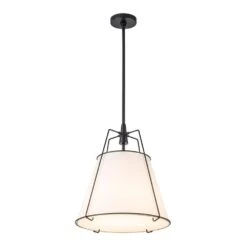 Haven 4-Light 15 In.W Matte Black Modern Farmhouse Drum Pendant Light With Fabric For Kitchen 23 Haven 4-Light 15 In.W Matte Black Modern Farmhouse Drum Pendant Light With Fabric For Kitchen -Lamp Parts matte black white fabric huoku pendant lights pd1074481 4f 1000