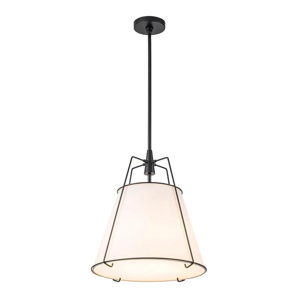 Haven 4-Light 15 In.W Matte Black Modern Farmhouse Drum Pendant Light With Fabric For Kitchen 10 Haven 4-Light 15 In.W Matte Black Modern Farmhouse Drum Pendant Light With Fabric For Kitchen - Image 8