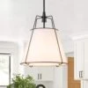 Haven 4-Light 15 In.W Matte Black Modern Farmhouse Drum Pendant Light With Fabric For Kitchen -Lamp Parts matte black white fabric huoku pendant lights pd1074481 64 1000