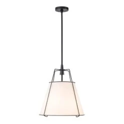 Haven 4-Light 15 In.W Matte Black Modern Farmhouse Drum Pendant Light With Fabric For Kitchen 19 Haven 4-Light 15 In.W Matte Black Modern Farmhouse Drum Pendant Light With Fabric For Kitchen -Lamp Parts matte black white fabric huoku pendant lights pd1074481 a0 1000
