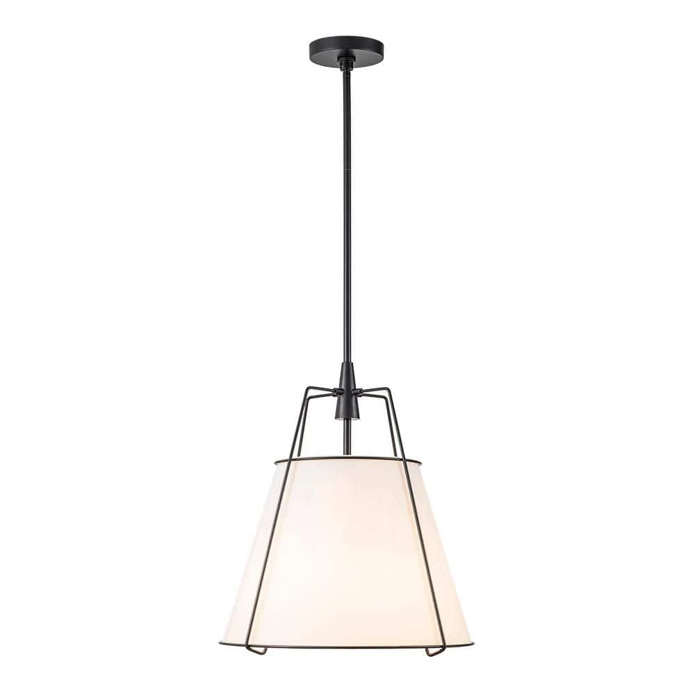 Haven 4-Light 15 In.W Matte Black Modern Farmhouse Drum Pendant Light With Fabric For Kitchen 6 Haven 4-Light 15 In.W Matte Black Modern Farmhouse Drum Pendant Light With Fabric For Kitchen - Image 4