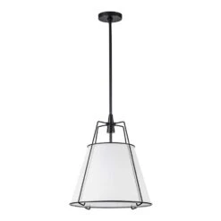 Haven 4-Light 15 In.W Matte Black Modern Farmhouse Drum Pendant Light With Fabric For Kitchen 22 Haven 4-Light 15 In.W Matte Black Modern Farmhouse Drum Pendant Light With Fabric For Kitchen -Lamp Parts matte black white fabric huoku pendant lights pd1074481 c3 1000
