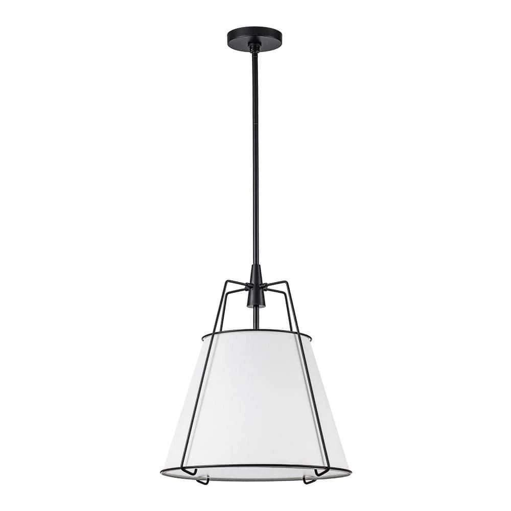 Haven 4-Light 15 In.W Matte Black Modern Farmhouse Drum Pendant Light With Fabric For Kitchen 9 Haven 4-Light 15 In.W Matte Black Modern Farmhouse Drum Pendant Light With Fabric For Kitchen - Image 7