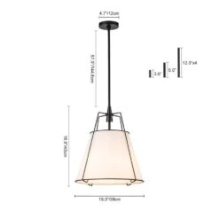Haven 4-Light 15 In.W Matte Black Modern Farmhouse Drum Pendant Light With Fabric For Kitchen 29 Haven 4-Light 15 In.W Matte Black Modern Farmhouse Drum Pendant Light With Fabric For Kitchen -Lamp Parts matte black white fabric huoku pendant lights pd1074481 fa 1000 1