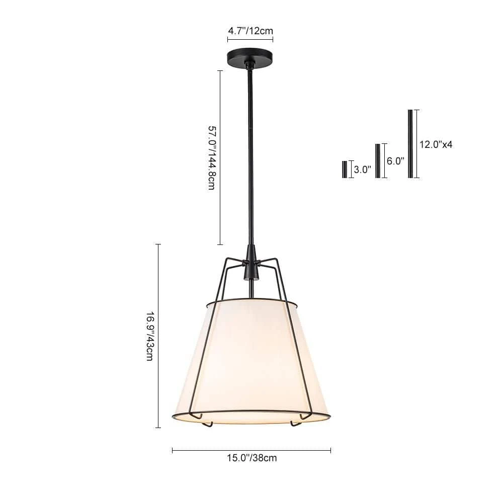 Haven 4-Light 15 In.W Matte Black Modern Farmhouse Drum Pendant Light With Fabric For Kitchen 16 Haven 4-Light 15 In.W Matte Black Modern Farmhouse Drum Pendant Light With Fabric For Kitchen - Image 14