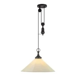 Ellen 20-in 1 Light 60-Watt Matte Black/White Linen Pendant Light