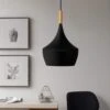 1-Light Industrial Farmhouse Hanging Kitchen Black Pendant Ceiling Light With Metal Dome Shade -Lamp Parts matte black with wood yansun pendant lights h dz008 64 1000