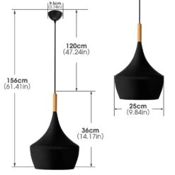 1-Light Industrial Farmhouse Hanging Kitchen Black Pendant Ceiling Light With Metal Dome Shade -Lamp Parts matte black with wood yansun pendant lights h dz008 c3 1000