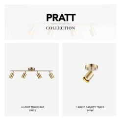 Globe Electric Pratt 30 In. 4-Light Matte Brass Track Lighting -Lamp Parts matte brass globe electric track lighting kits 59822 76 1000