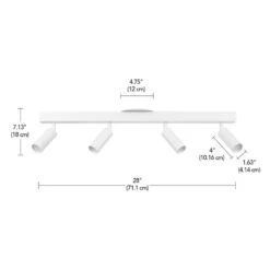 Globe Electric Bianca 28 In. 4-Light Matte White Dimmable LED Integrated Ceiling Track Lighting With Pivoting Cylinder Track Heads -Lamp Parts matte globe electric track lighting kits 91009667 1f 1000