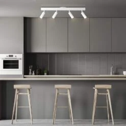 Globe Electric Bianca 28 In. 4-Light Matte White Dimmable LED Integrated Ceiling Track Lighting With Pivoting Cylinder Track Heads -Lamp Parts matte globe electric track lighting kits 91009667 31 1000