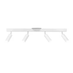 Globe Electric Bianca 28 In. 4-Light Matte White Dimmable LED Integrated Ceiling Track Lighting With Pivoting Cylinder Track Heads