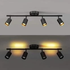 Globe Electric 3 Ft. 4-Light Matte Black Hard Wired Ceiling Mounted Track Light With LED Integrated Light Strip Pivoting Track Heads -Lamp Parts matte globe electric track lighting kits 91011003 31 1000