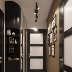 Globe Electric 3 Ft. 4-Light Matte Black Hard Wired Ceiling Mounted Track Light With LED Integrated Light Strip Pivoting Track Heads -Lamp Parts matte globe electric track lighting kits 91011003 44 1000