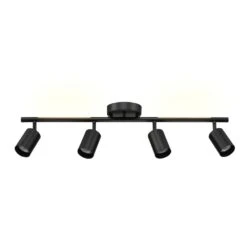 Globe Electric 3 Ft. 4-Light Matte Black Hard Wired Ceiling Mounted Track Light With LED Integrated Light Strip Pivoting Track Heads -Lamp Parts matte globe electric track lighting kits 91011003 4f 1000