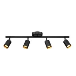 Globe Electric 3 Ft. 4-Light Matte Black Hard Wired Ceiling Mounted Track Light With LED Integrated Light Strip Pivoting Track Heads