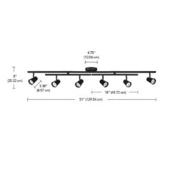 Globe Electric 51 In. 6-Light Hard Wired Matte Black Adjustable Track Lighting Kit, Centered Swivel Bars, Pivoting Cylinder Track Heads 13 Globe Electric 51 In. 6-Light Hard Wired Matte Black Adjustable Track Lighting Kit, Centered Swivel Bars, Pivoting Cylinder Track Heads -Lamp Parts matte globe electric track lighting kits 91011006 1f 1000