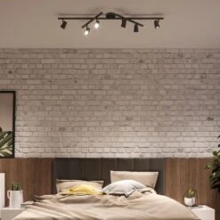 Globe Electric 51 In. 6-Light Hard Wired Matte Black Adjustable Track Lighting Kit, Centered Swivel Bars, Pivoting Cylinder Track Heads 12 Globe Electric 51 In. 6-Light Hard Wired Matte Black Adjustable Track Lighting Kit, Centered Swivel Bars, Pivoting Cylinder Track Heads -Lamp Parts matte globe electric track lighting kits 91011006 4f 1000