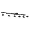 Globe Electric 51 In. 6-Light Hard Wired Matte Black Adjustable Track Lighting Kit, Centered Swivel Bars, Pivoting Cylinder Track Heads -Lamp Parts matte globe electric track lighting kits 91011006 64 1000