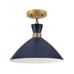 Simon Matte Navy + Heritage Brass Conical Pendant Light 16 Simon Matte Navy + Heritage Brass Conical Pendant Light -Lamp Parts matte navy heritage brass lark pendant lights 83257mv hb 4f 1000