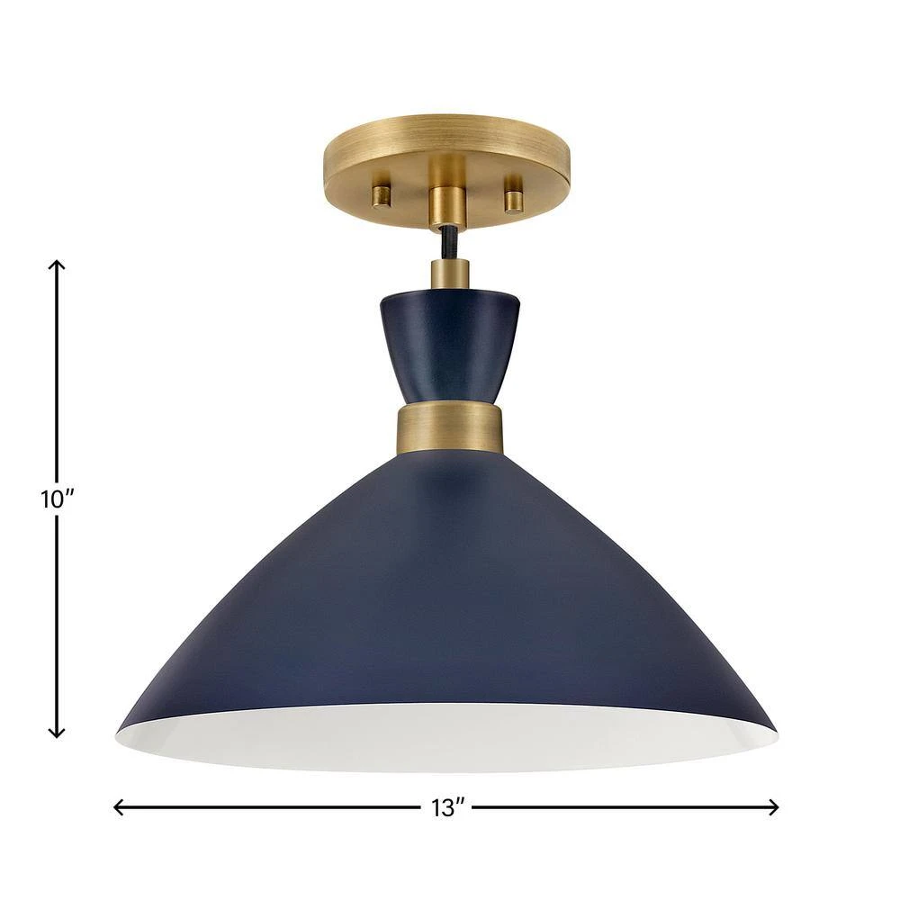 Simon Matte Navy + Heritage Brass Conical Pendant Light 11 Simon Matte Navy + Heritage Brass Conical Pendant Light - Image 9