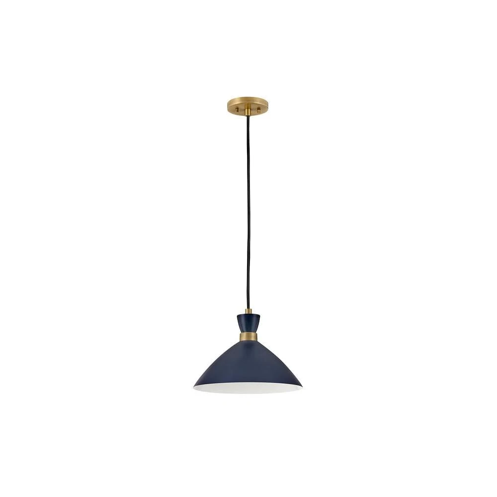 Simon Matte Navy + Heritage Brass Conical Pendant Light 6 Simon Matte Navy + Heritage Brass Conical Pendant Light - Image 4