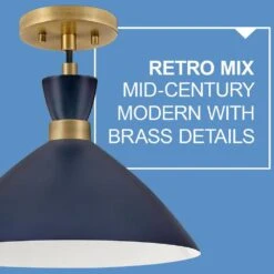Simon Matte Navy + Heritage Brass Conical Pendant Light 21 Simon Matte Navy + Heritage Brass Conical Pendant Light -Lamp Parts matte navy heritage brass lark pendant lights 83257mv hb d4 1000