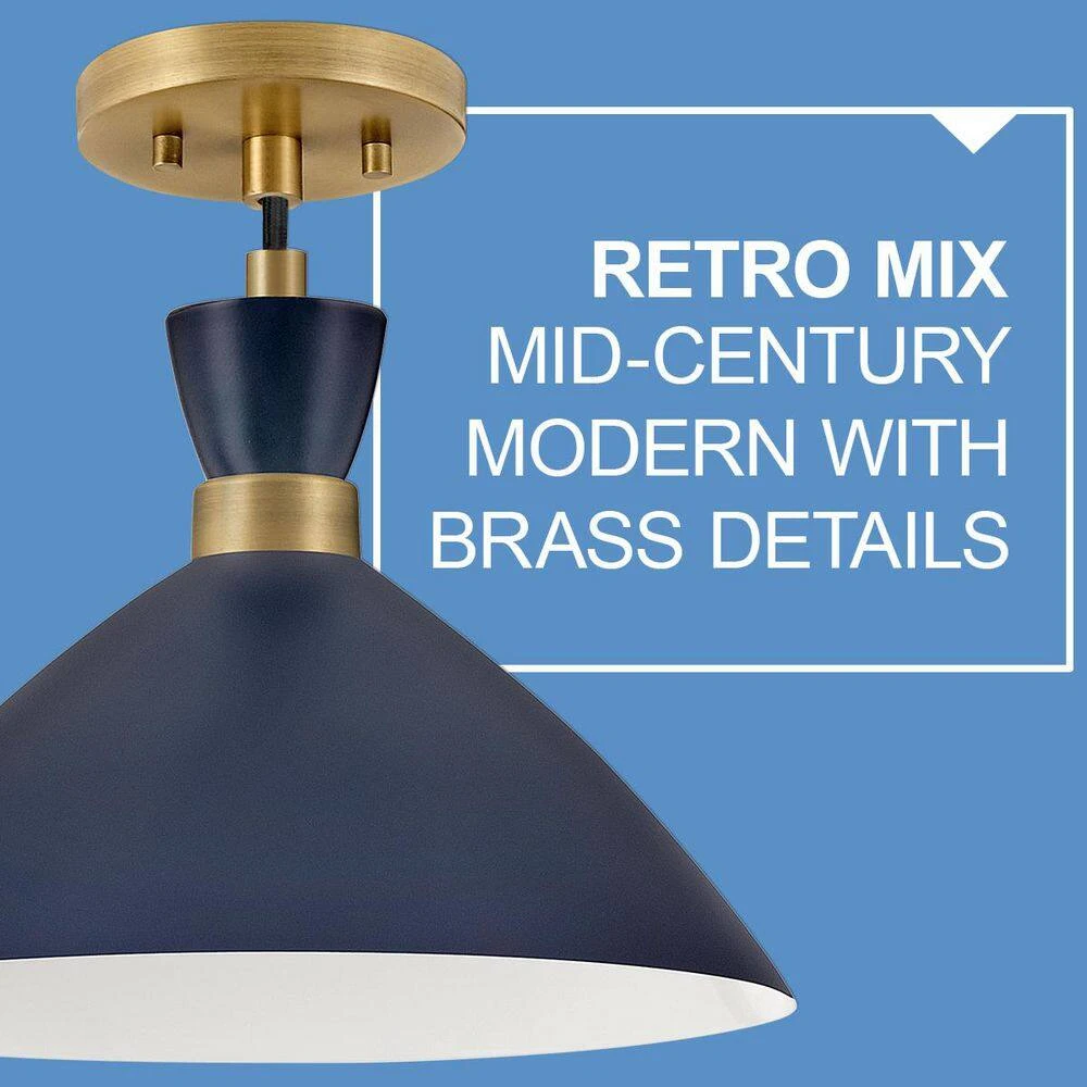 Simon Matte Navy + Heritage Brass Conical Pendant Light 12 Simon Matte Navy + Heritage Brass Conical Pendant Light - Image 10