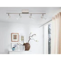 EGLO Cantil 33.19 In. Matte Nickel LED Track Lighting Kit With Clear Acrylic Shades -Lamp Parts matte nickel eglo track lighting kits 203186a 31 1000