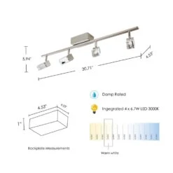 EGLO Cantil 33.19 In. Matte Nickel LED Track Lighting Kit With Clear Acrylic Shades -Lamp Parts matte nickel eglo track lighting kits 203186a fa 1000