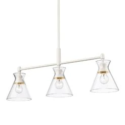 Golden Lighting Malta 3-Light Matte White And Clear Glass Linear Pendant Light -Lamp Parts matte white and clear glass golden lighting pendant lights 0511 lp wht clr 4f 1000