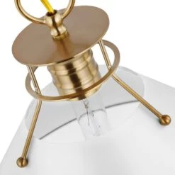 Outpost 60-Watt 1-Light Burnished Brass Pendant Light With Matte White Metal Shade With No Bulbs Included 12 Outpost 60-Watt 1-Light Burnished Brass Pendant Light With Matte White Metal Shade With No Bulbs Included -Lamp Parts matte white burnished brass satco pendant lights 60 7526 1f 1000
