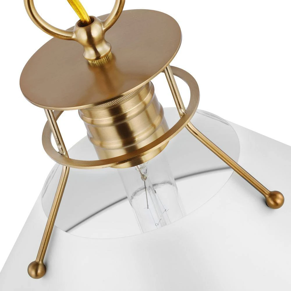Outpost 60-Watt 1-Light Burnished Brass Pendant Light With Matte White Metal Shade With No Bulbs Included 6 Outpost 60-Watt 1-Light Burnished Brass Pendant Light With Matte White Metal Shade With No Bulbs Included - Image 4
