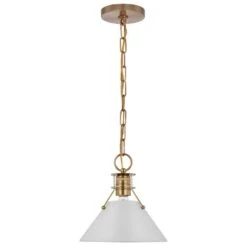 Outpost 60-Watt 1-Light Burnished Brass Pendant Light With Matte White Metal Shade With No Bulbs Included 11 Outpost 60-Watt 1-Light Burnished Brass Pendant Light With Matte White Metal Shade With No Bulbs Included -Lamp Parts matte white burnished brass satco pendant lights 60 7526 4f 1000