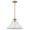 Outpost 60-Watt 1-Light Burnished Brass Pendant Light With Matte White Metal Shade With No Bulbs Included -Lamp Parts matte white burnished brass satco pendant lights 60 7526 64 1000