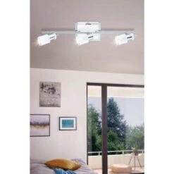 EGLO Davida 2 Ft. 3-Light Matte White/Chrome Fixed Track Lighting Kit -Lamp Parts matte white chrome eglo track lighting kits 200323a 44 1000